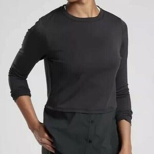 Athleta Black Gallery Travel Commute Work Blouse Top S